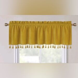New with tags! Decorative gold yellow velvet Window Valance curtain with tassels